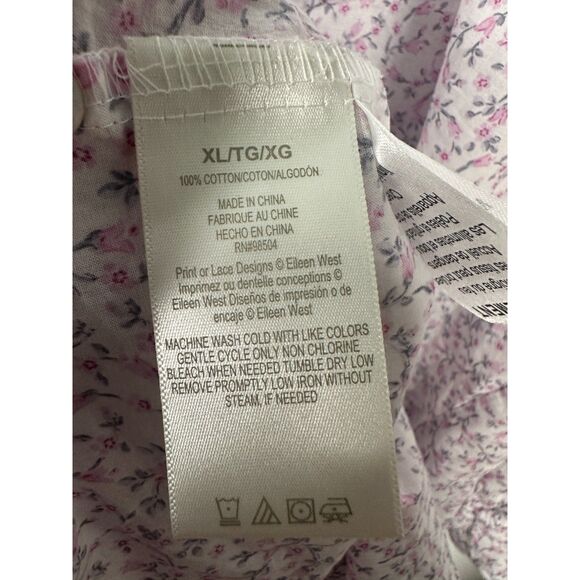 Eileen West Cotton Lawn Poet Shirt Sleep Shirt Gown Dress Floral Size XL - Picture 3 of 9